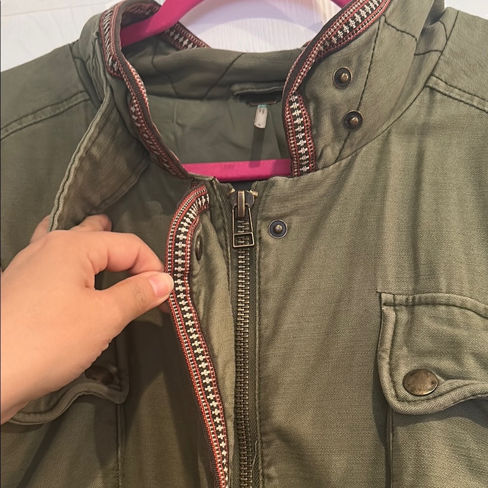 Olive Green Jacket with Red Trim - Picture 3 of 7